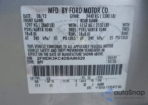 2013 Ford Edge Limited z USA, uszkodzony, nr VIN 2FMDK3KC4DBA86529